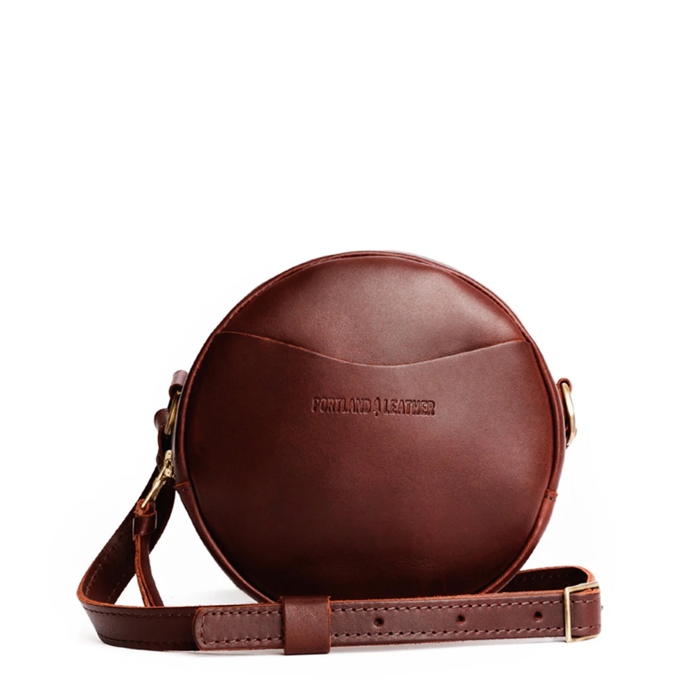 Portland Leather Round Crossbody in Cognac